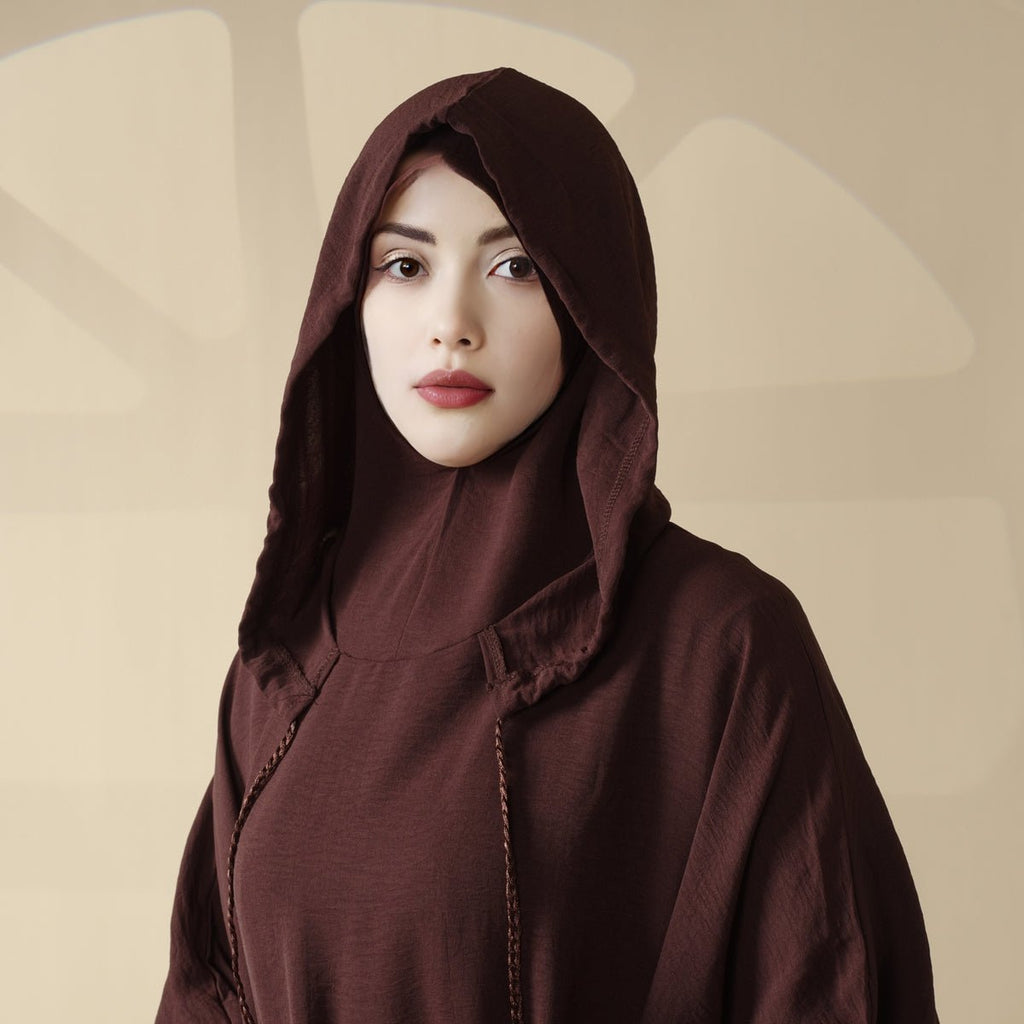 Mariam's Collection Solid Stylish Jilbab With A Hood | Crepe Jilbab With Attached Hood (MJ015) — product on model