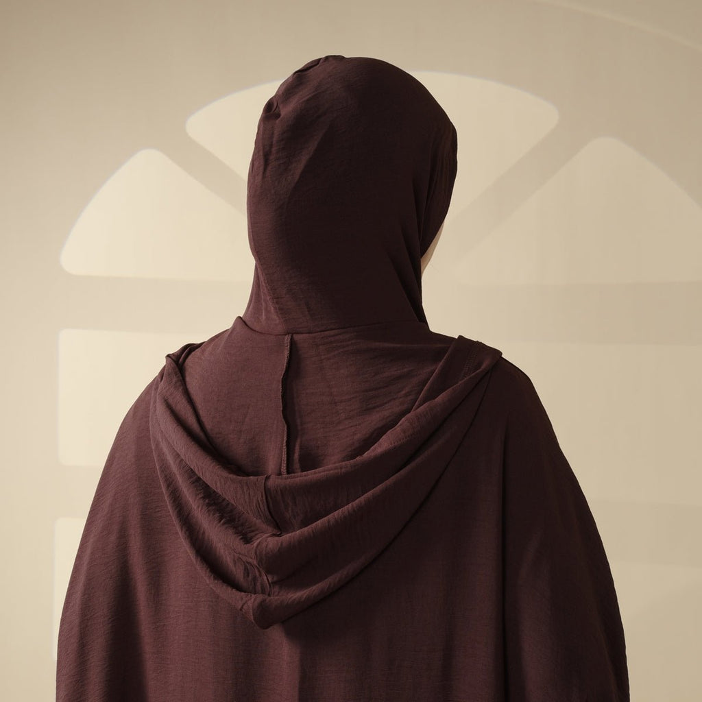 Mariam's Collection Solid Stylish Jilbab With A Hood | Crepe Jilbab With Attached Hood (MJ015) — detail close-up