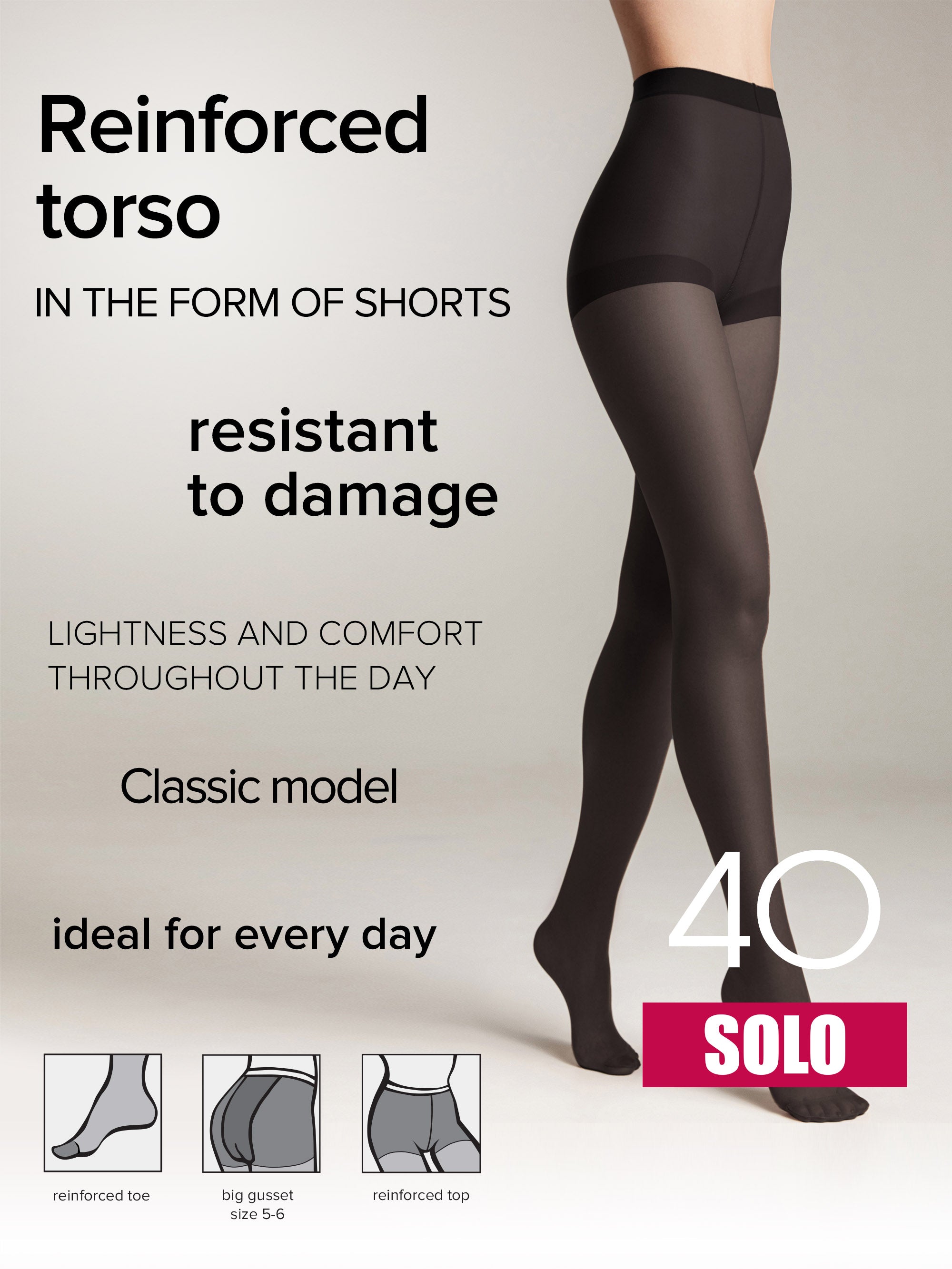 TheRanok.com Tights Conte Solo 40 Den - Classic Pantyhose — detail close-up