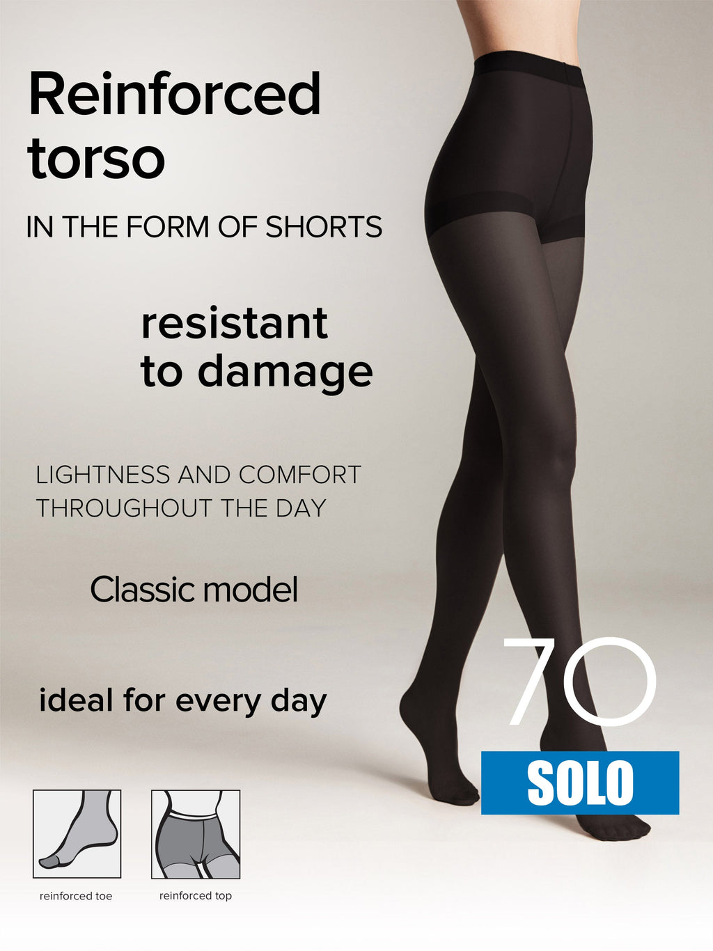TheRanok.com Tights Conte Solo 70 Den - Reinforced Torso — detail close-up