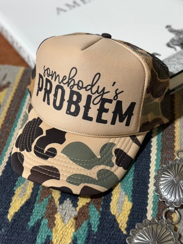 Wild Junkie Somebody's Problem Camo Trucker Hat — hats category context