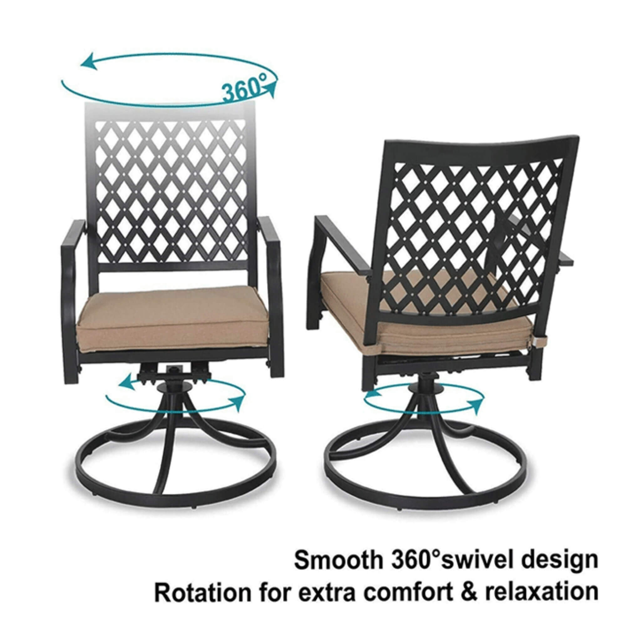 Sophia & William Outdoor Gas Fire Pit Table Set W/ Cushioned Swivel Dining Chairs, 5PCS (SAK63872) – SAKSBY WHOLESALE, view 6