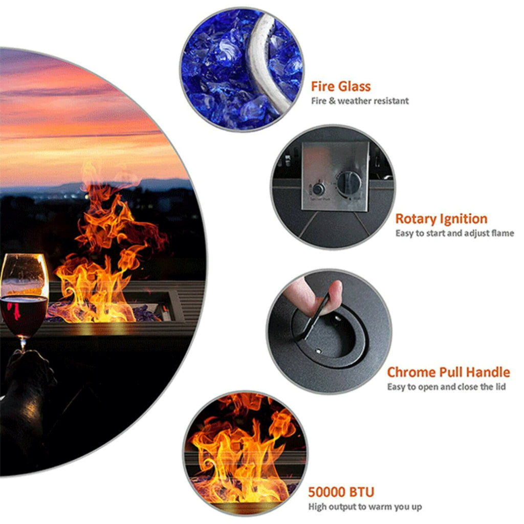 Sophia & William Outdoor Gas Fire Pit Table Set W/ Cushioned Swivel Dining Chairs, 5PCS (SAK63872) – SAKSBY WHOLESALE, view 1