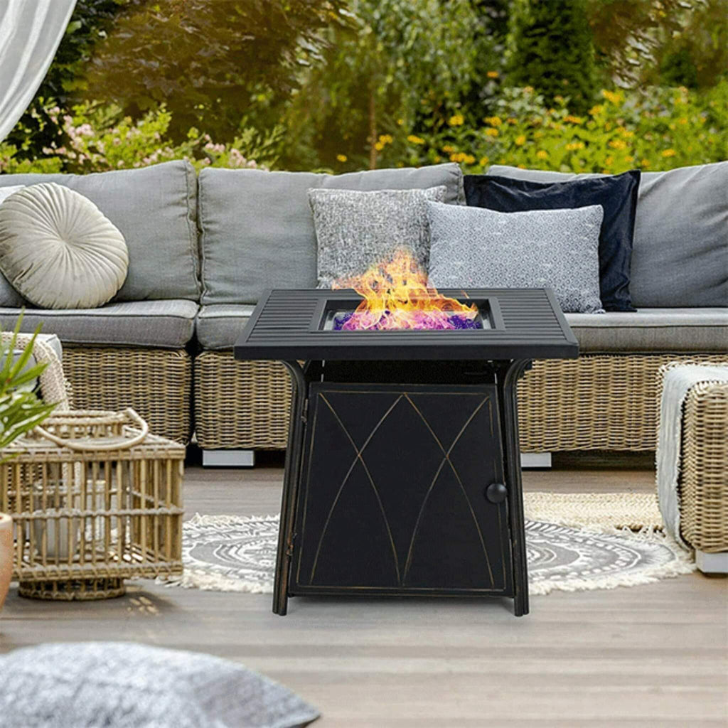 Sophia & William Outdoor Gas Fire Pit Table Set W/ Cushioned Swivel Dining Chairs, 5PCS (SAK63872) – SAKSBY WHOLESALE, view 3