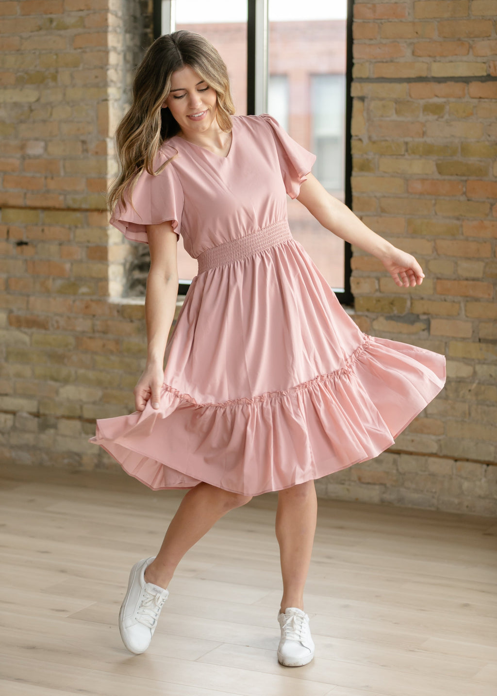 Inherit Co. Sophie V-Neck Midi Dress — lifestyle context