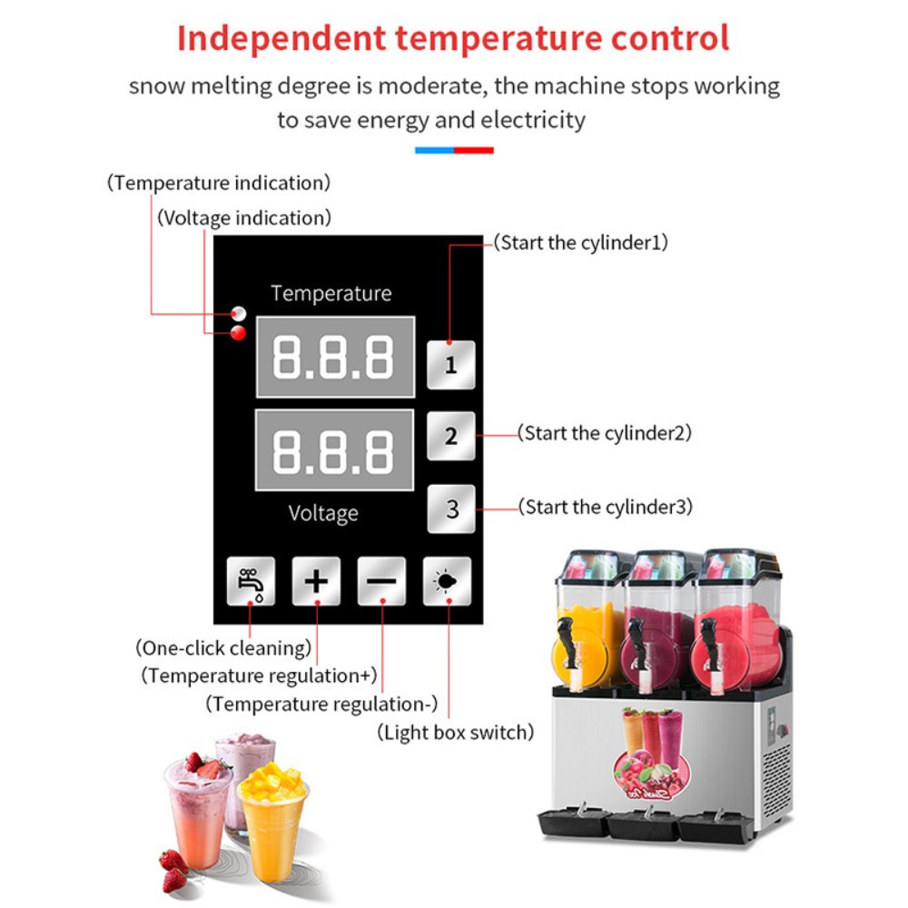 Premium Commercial Stainless Steel Slushy Machine With Triple Tank Advance Cooling, 45L (SAK52258) – SAKSBY WHOLESALE, view 1