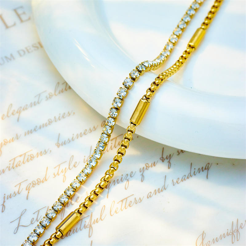 SORI STYLE Elegant Double-Layer Diamond Bracelet — side view
