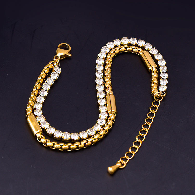 SORI STYLE Elegant Double-Layer Diamond Bracelet — alternative angle