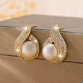 SORI STYLE Elegant Teardrop Stud Pearl Earrings — main product shot