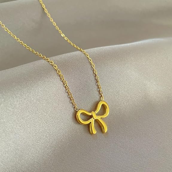 SORI STYLE Elegant Bow Pendant Necklace.. — side view