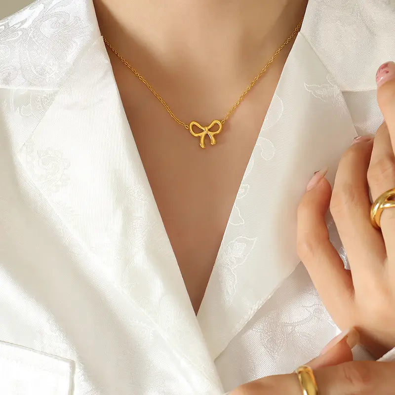 SORI STYLE Elegant Bow Pendant Necklace.. — lifestyle context