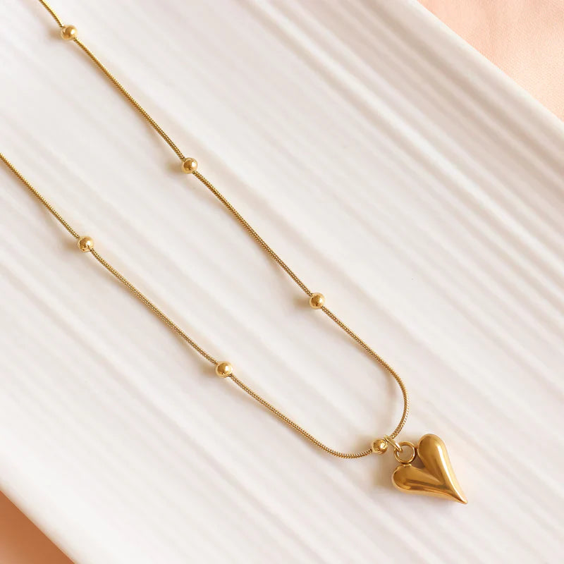 SORI STYLE Heart Ball Pendant Necklace Dainty Love Charm Jewelry Gift — alternative angle