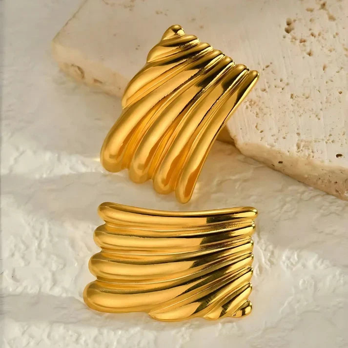 SORI STYLE Wave Statement Earrings-Bold & Elegant — back view