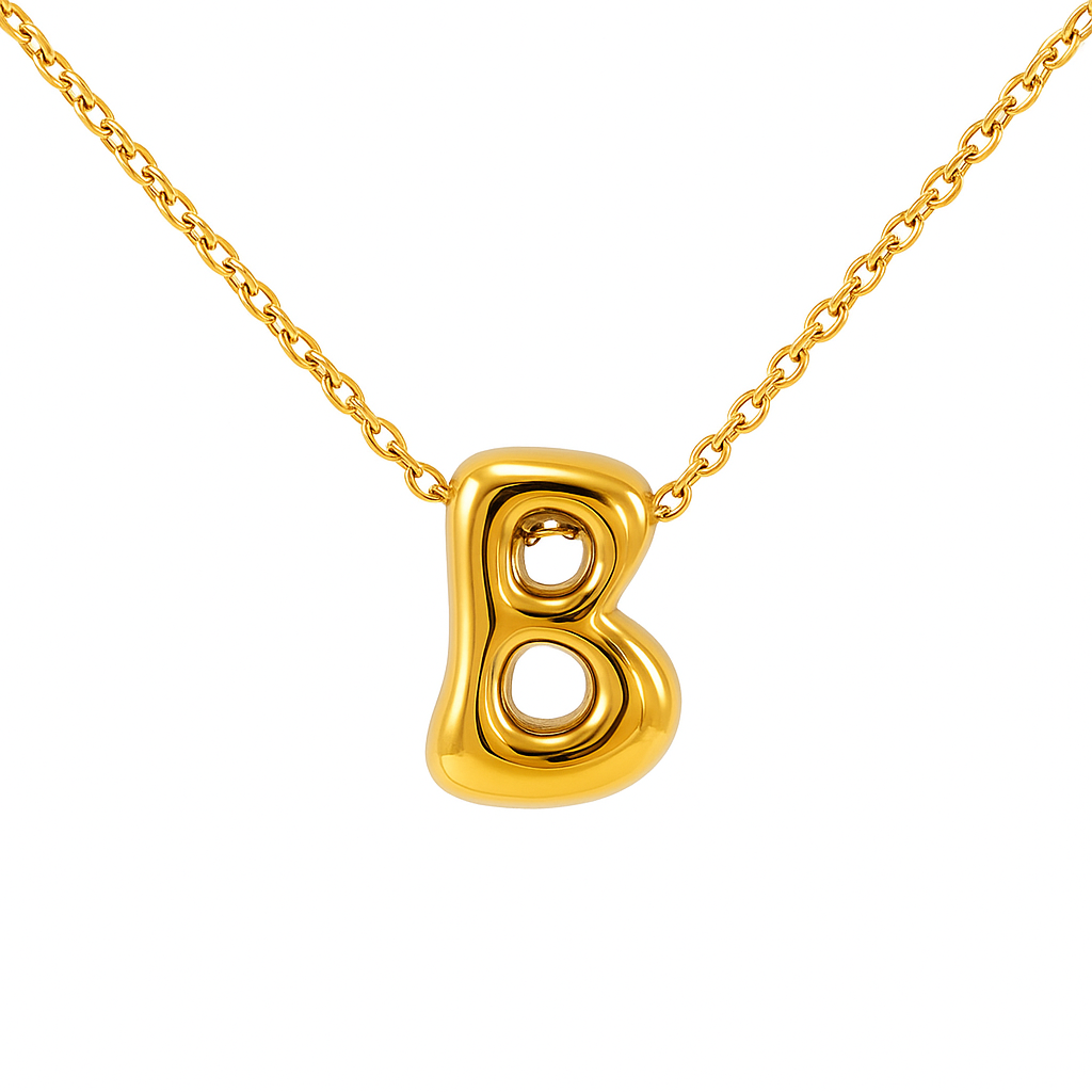 SORI STYLE Initial Bubble Letter Necklace — back view