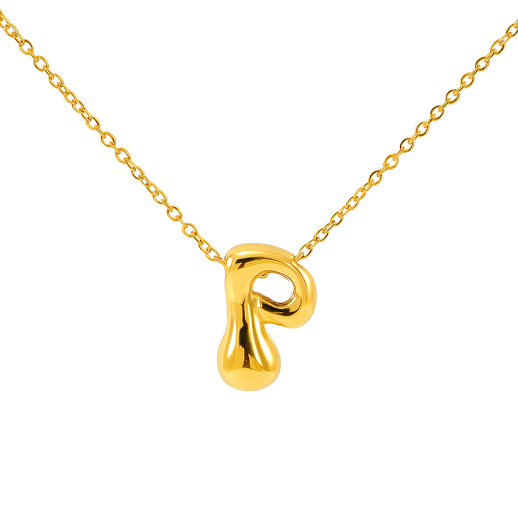 SORI STYLE Initial Bubble Letter Necklace — side view