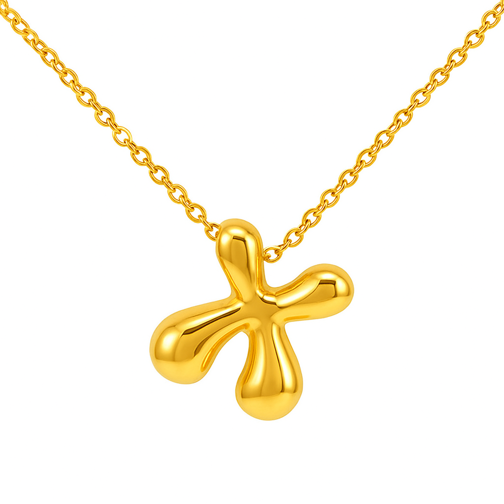 SORI STYLE Initial Bubble Letter Necklace — fabric or material detail