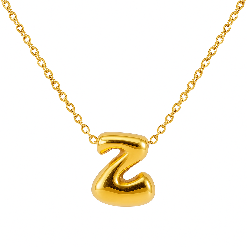 SORI STYLE Initial Bubble Letter Necklace — product on model