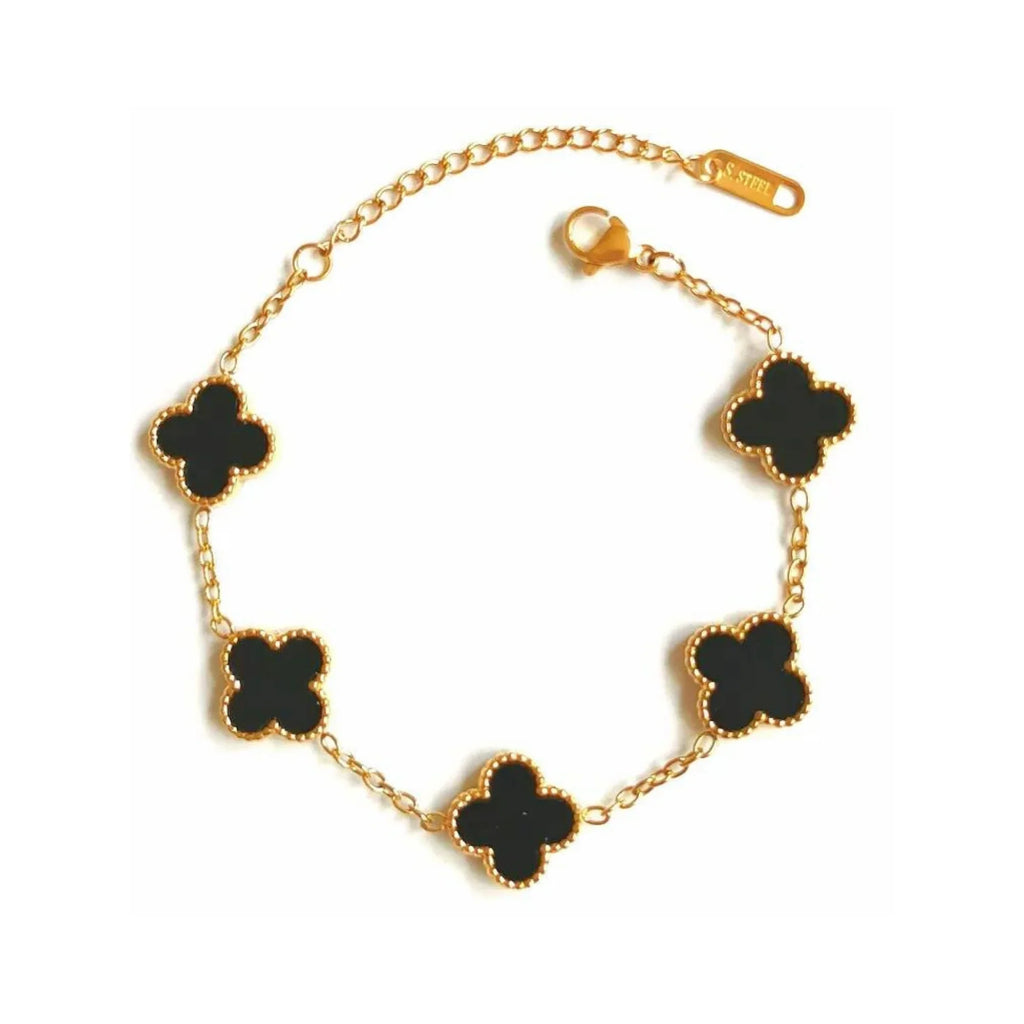 SORI STYLE Black Four Leaf Clover Bracelet — main product shot