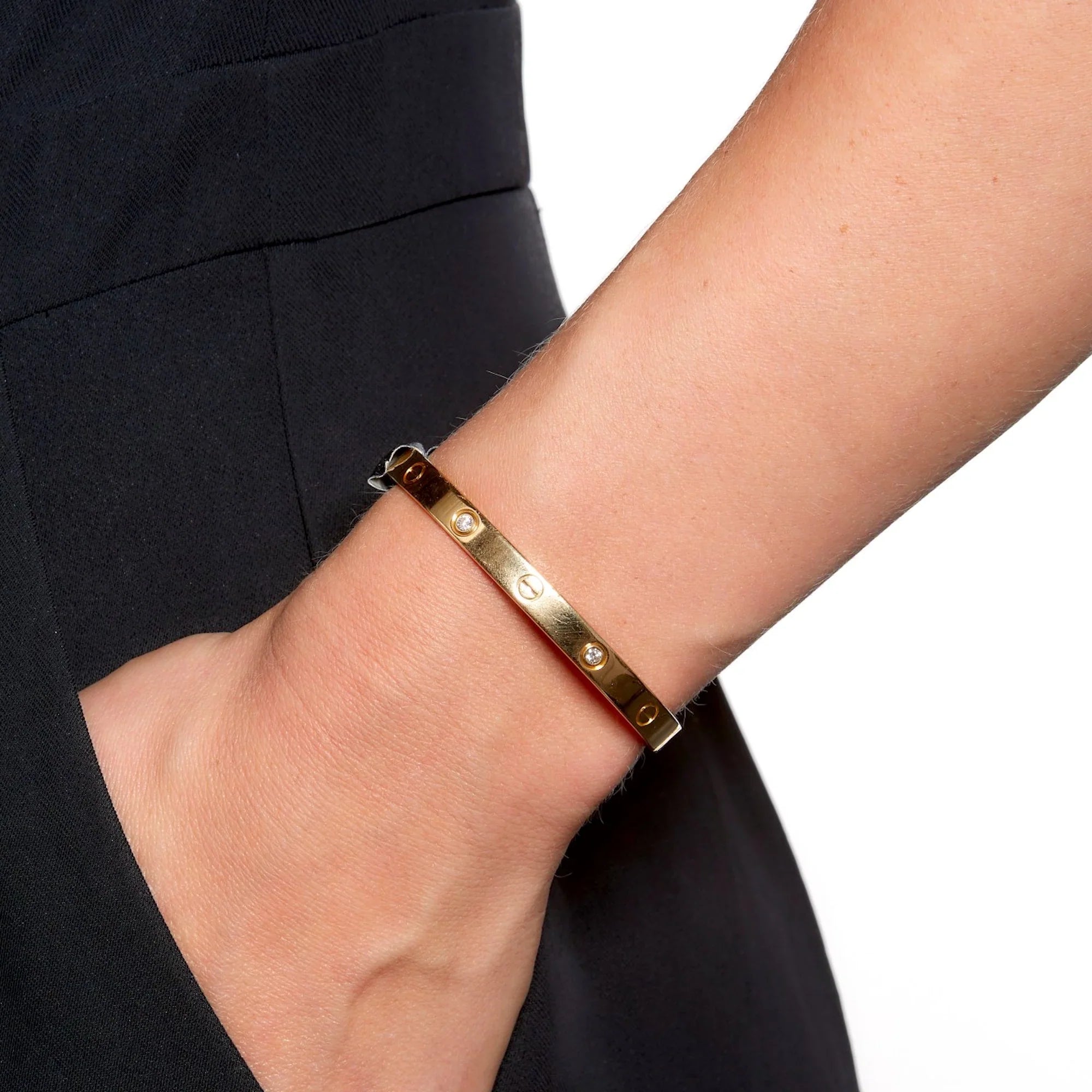 SORI STYLE Elegant Diamond Screw Bangle Bracelet — lifestyle context