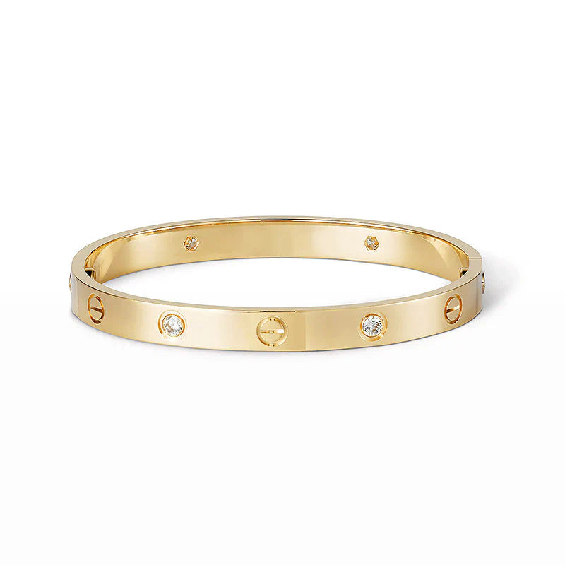 SORI STYLE Elegant Diamond Screw Bangle Bracelet — side view