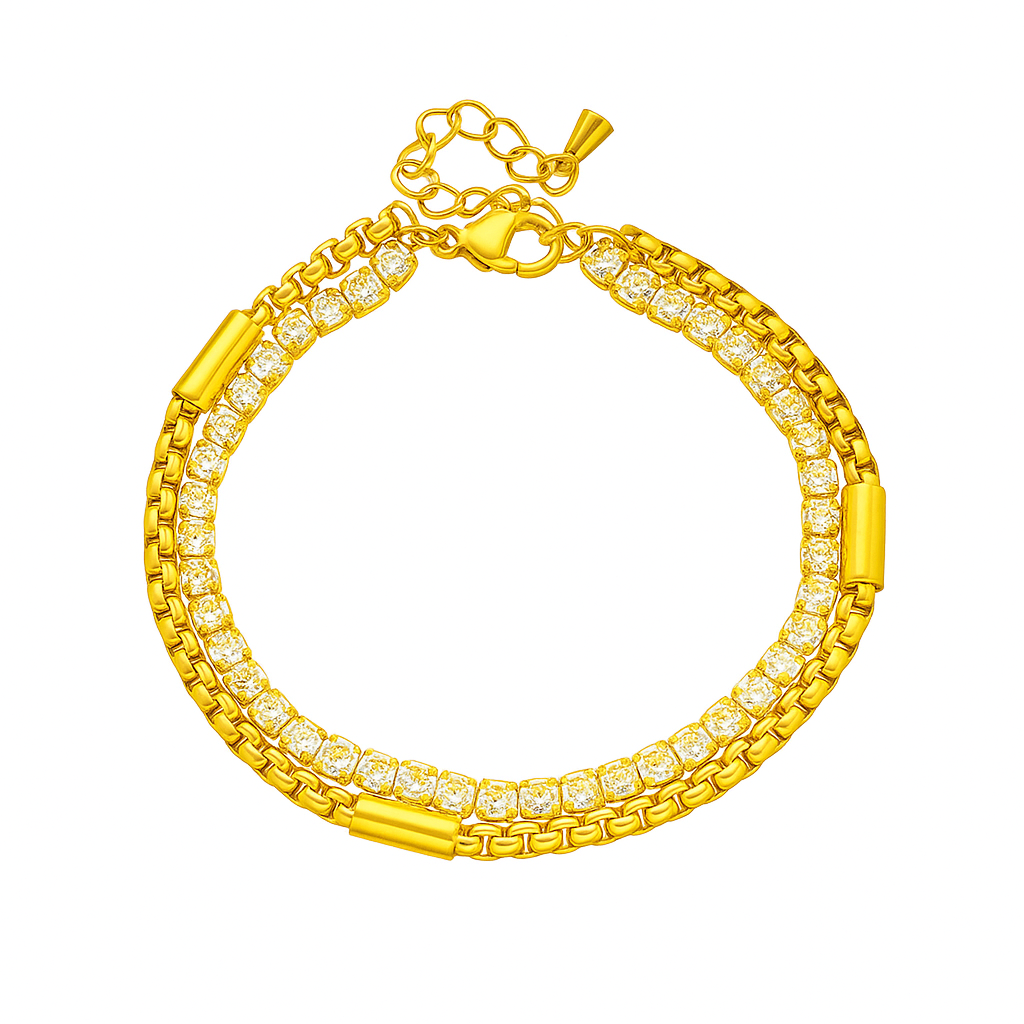 SORI STYLE Elegant Double-Layer Diamond Bracelet — main product shot