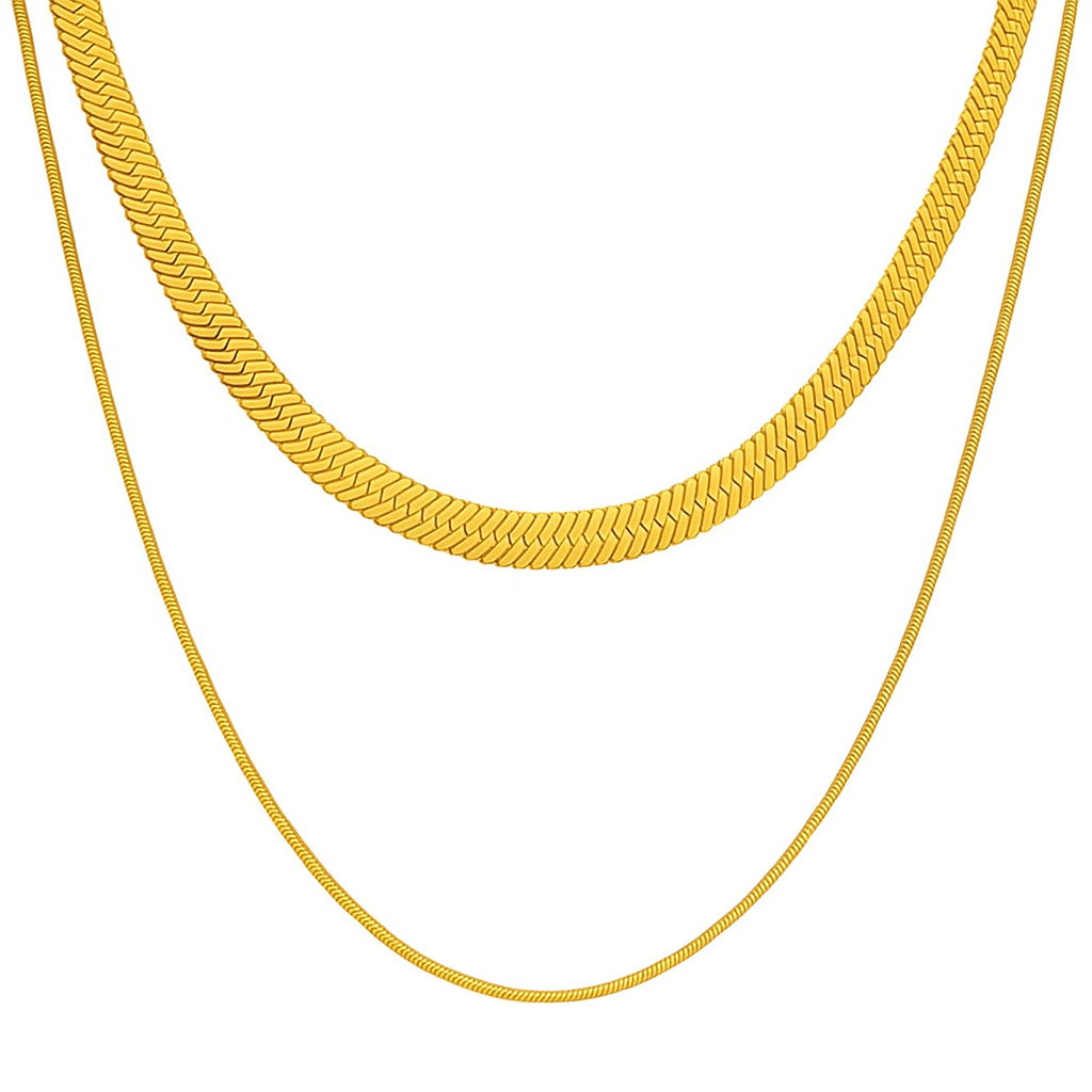 SORI STYLE Double Layer Snake Chain Necklace — main product shot