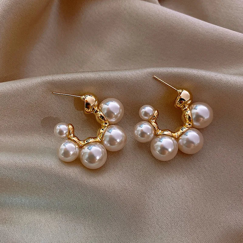 SORI STYLE Elegant Pearl Cluster Hoop Earring — lifestyle context