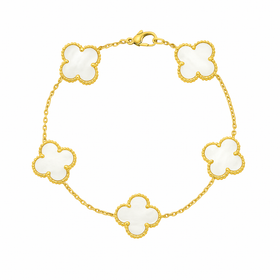 White Four Leaf Clover Bracelet - Lucky Charm Jewelry
