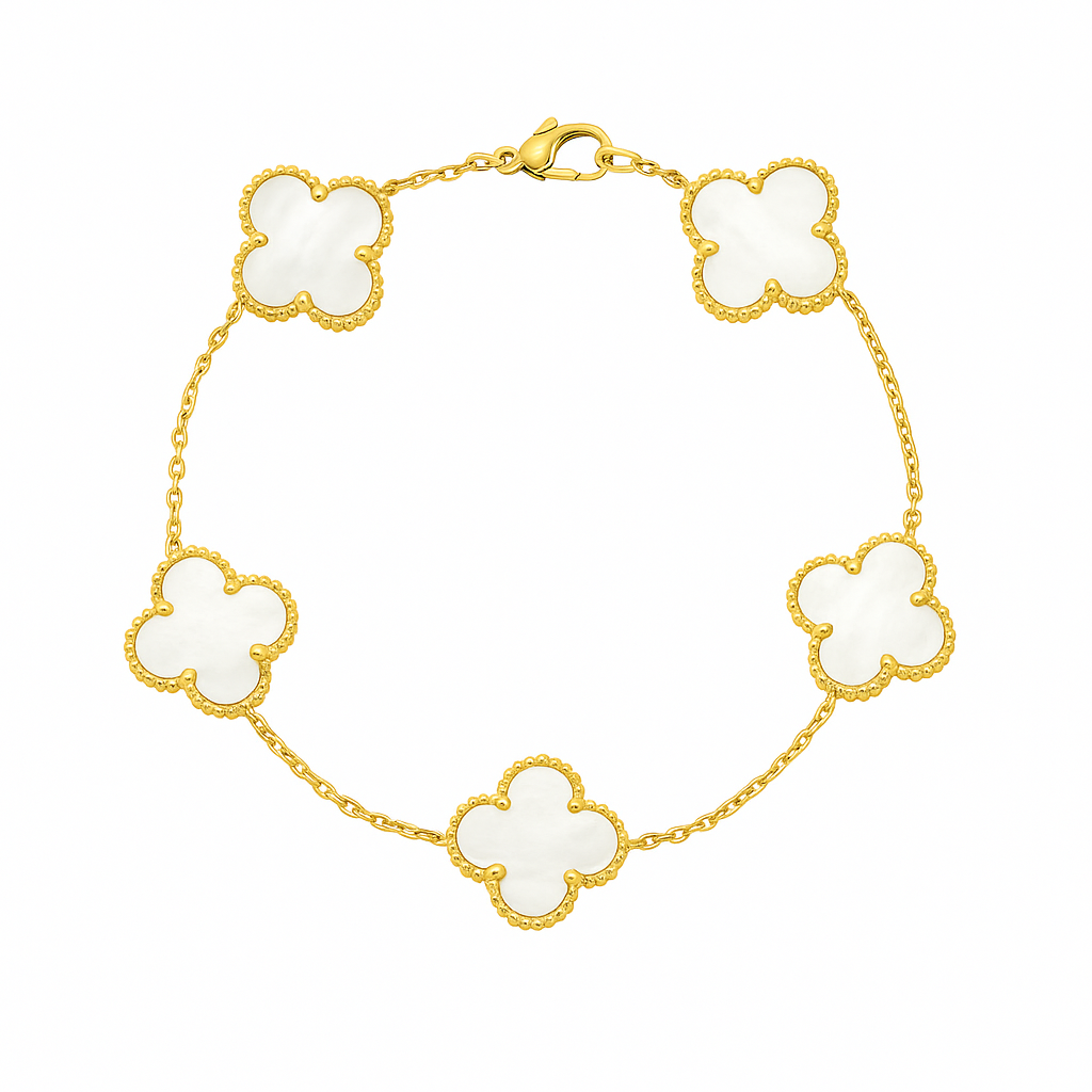 SORI STYLE White Four Leaf Clover Bracelet - Lucky Charm Jewelry — main product shot