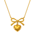 SORI STYLE Bow Heart Pendant Necklace -Dainty Cute Pendant Jewelry Gift — main product shot