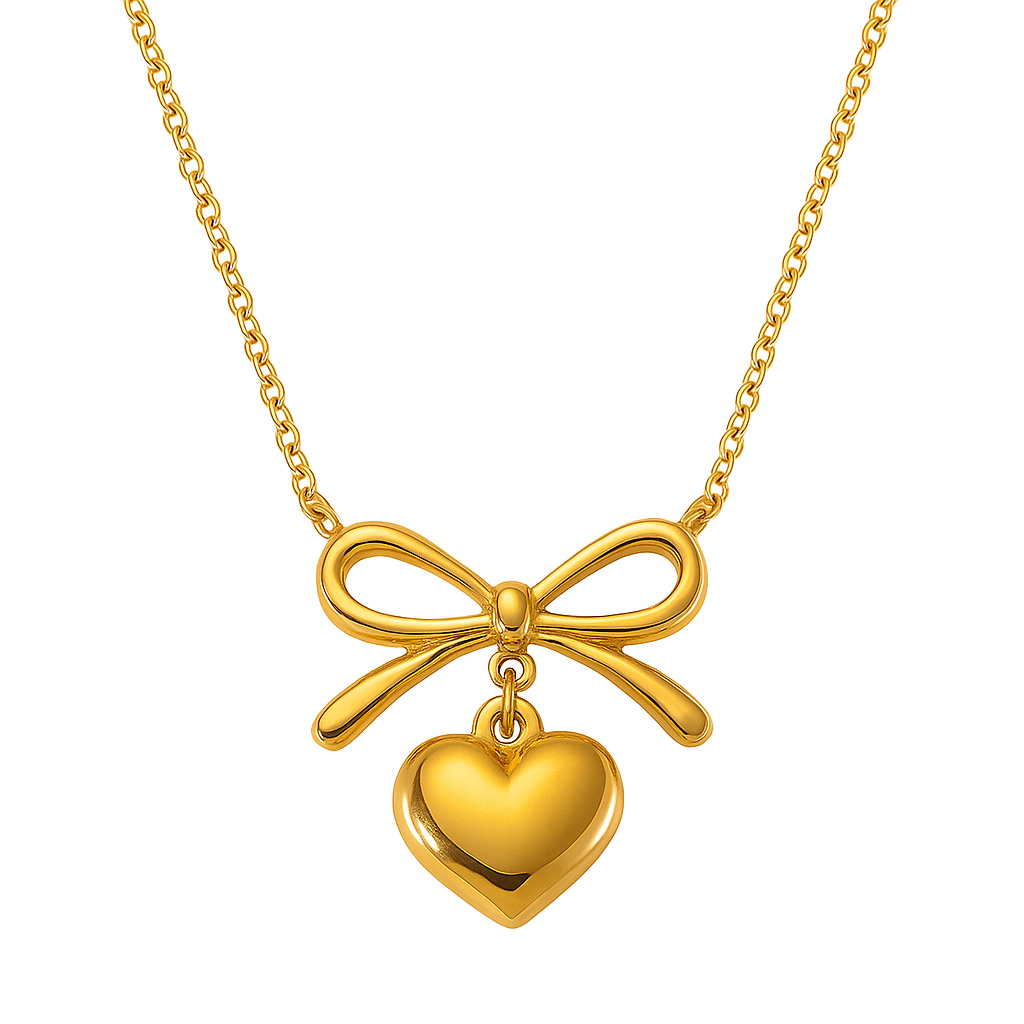 SORI STYLE Bow Heart Pendant Necklace -Dainty Cute Pendant Jewelry Gift — main product shot