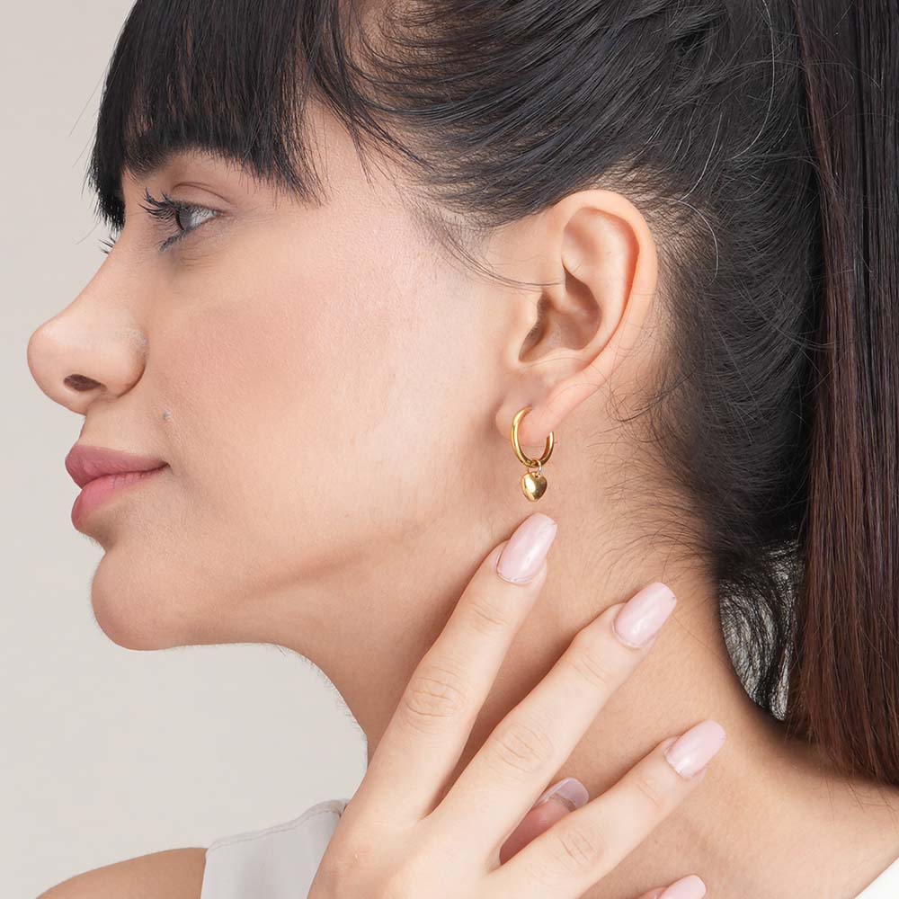 SORI STYLE Small Heart Hoop Earrings — back view