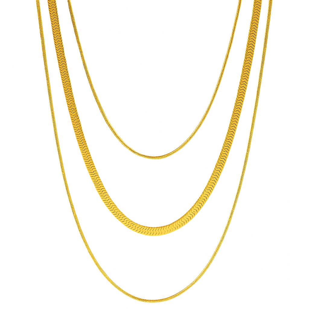 SORI STYLE Triple Layer Snake Chain Necklace — main product shot