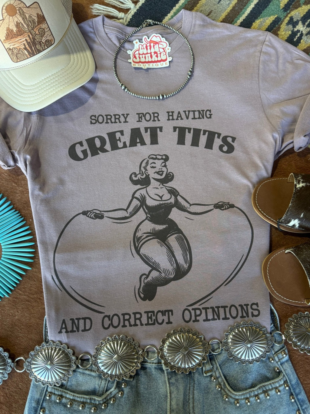Wild Junkie Sorry For Having Great Tits Graphic Tee — main product shot
