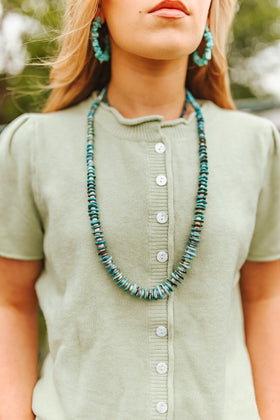 Southwest Heishi Long Strand Beaded Necklace