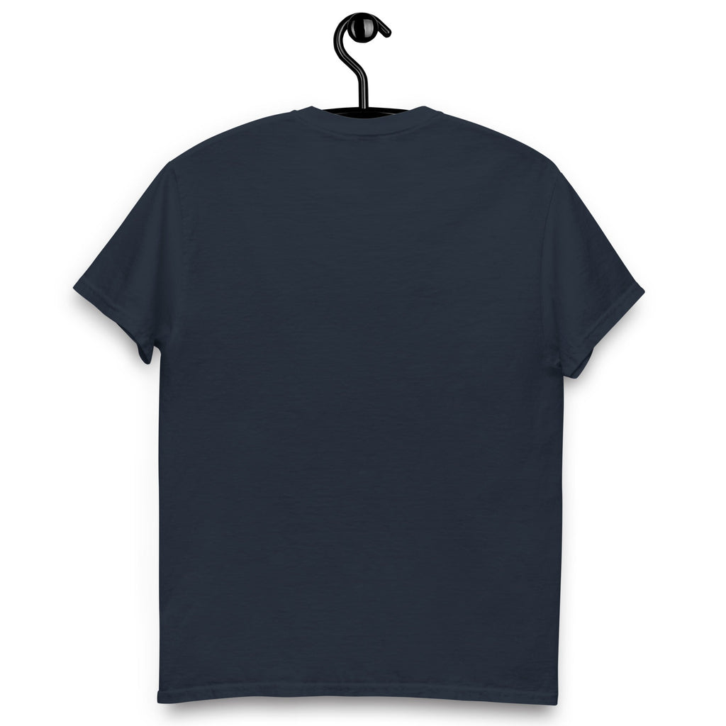 Darn Good Yarn Space Cat Yarn Explorer T-Shirt — Darn Good Yarn branding close-up