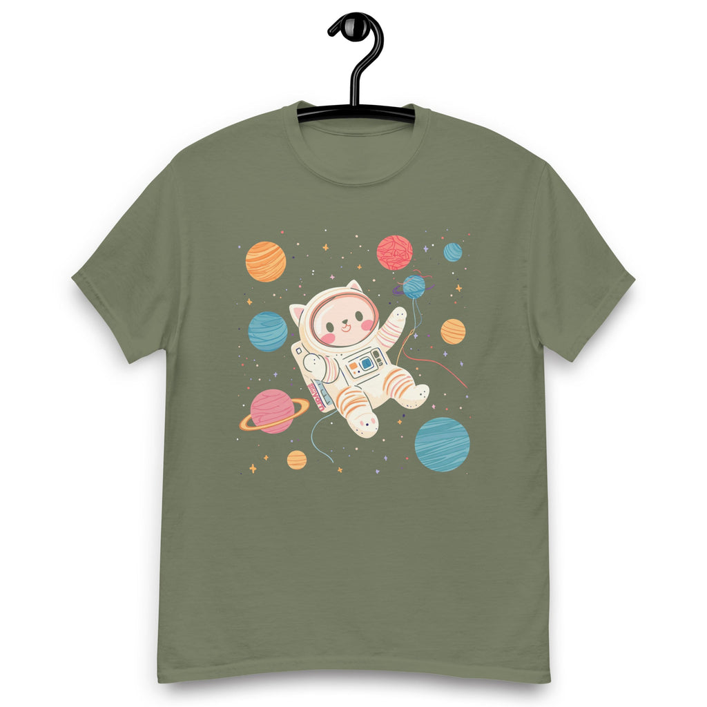 Darn Good Yarn Space Cat Yarn Explorer T-Shirt — detail shot 9