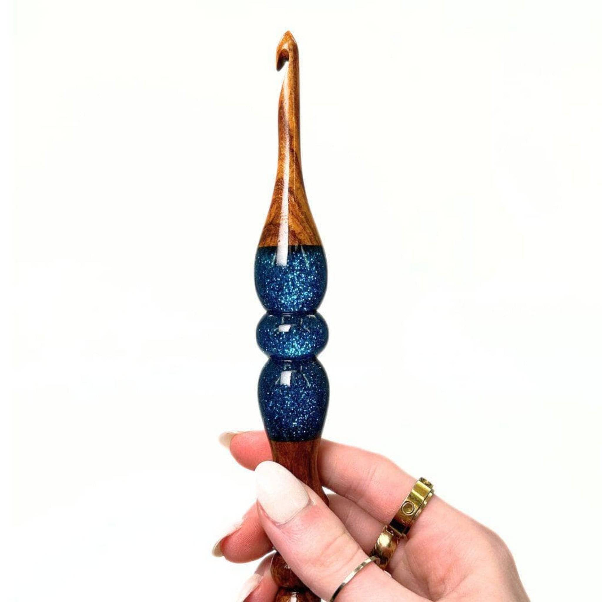Darn Good Yarn Sparkle Rosewood Crochet Hook — lifestyle worn / used context