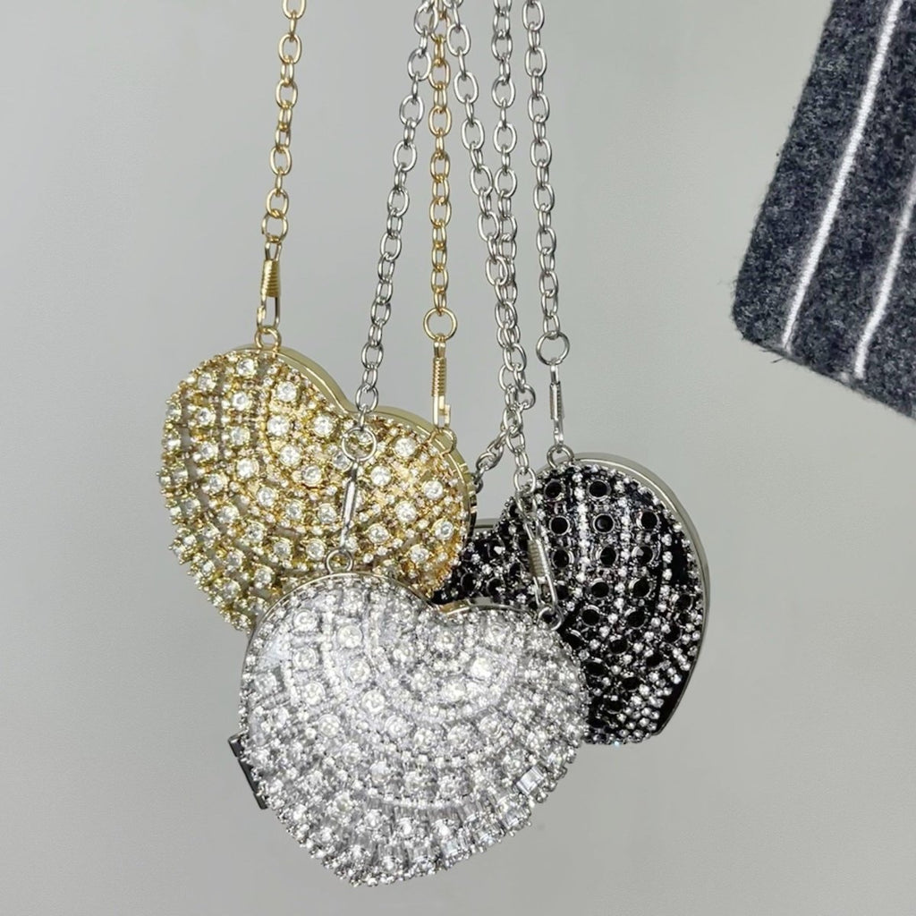 Mariam's Collection Sparkling Heart-Shaped Crossbody Bag Everyday Glam Diamond-Studded Mini Purse… — detail shot 8