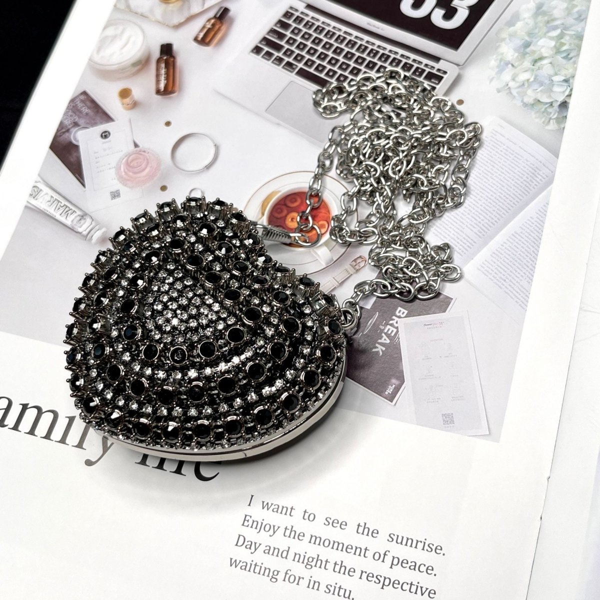 Mariam's Collection Sparkling Heart-Shaped Crossbody Bag Everyday Glam Diamond-Studded Mini Purse… — lifestyle context