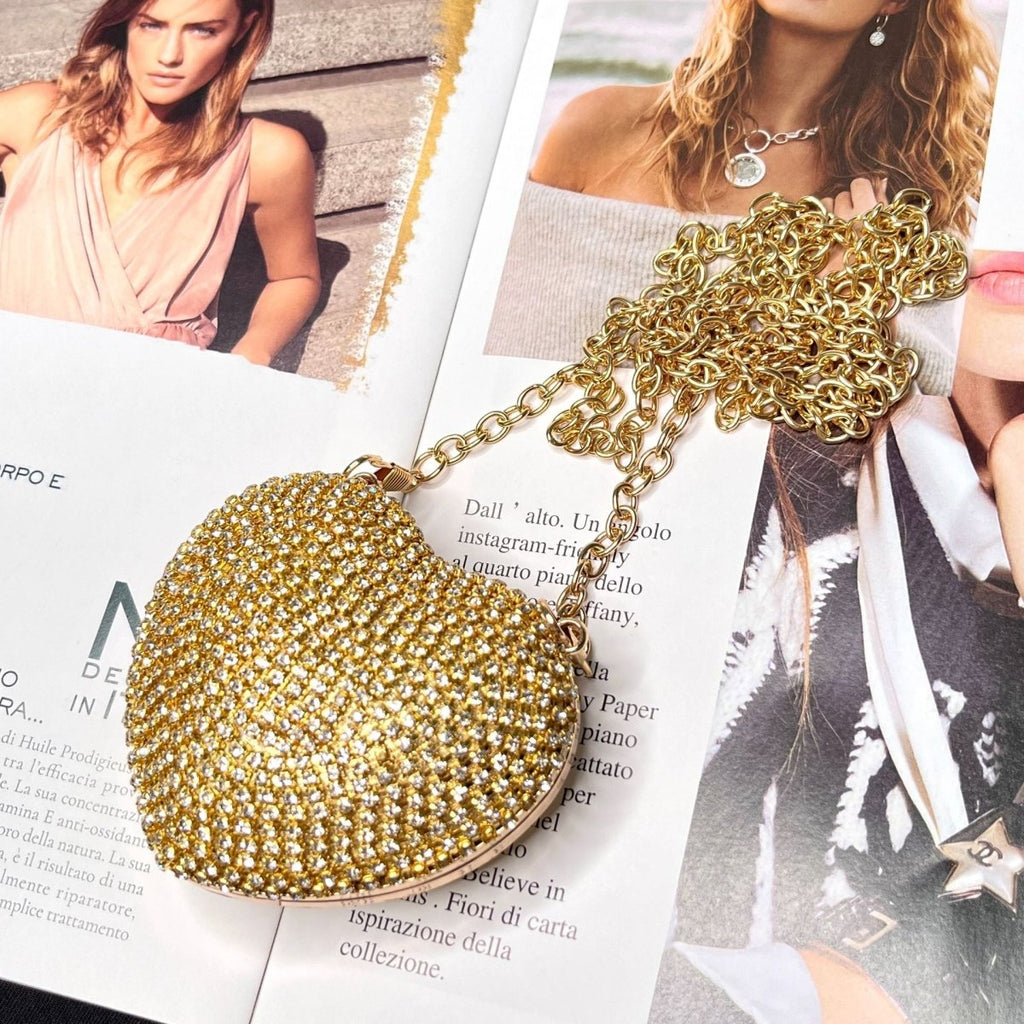 Mariam's Collection Sparkling Heart-Shaped Crossbody Bag Everyday Glam Diamond-Studded Mini Purse… — size reference