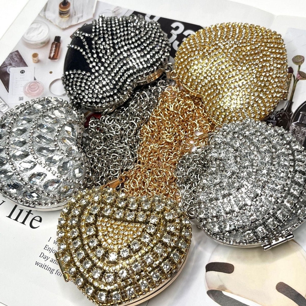 Mariam's Collection Sparkling Heart-Shaped Crossbody Bag Everyday Glam Diamond-Studded Mini Purse… — construction detail