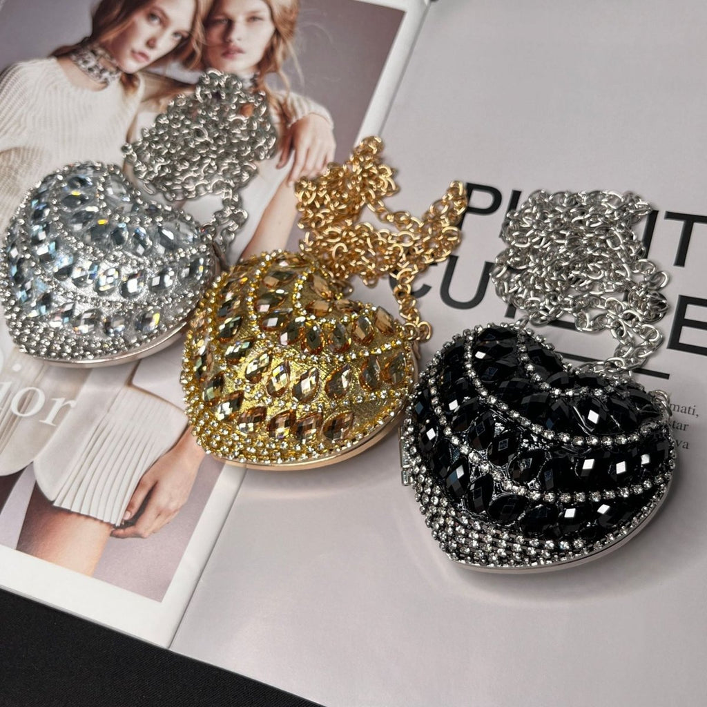 Mariam's Collection Sparkling Heart-Shaped Crossbody Bag Everyday Glam Diamond-Studded Mini Purse… — main product shot
