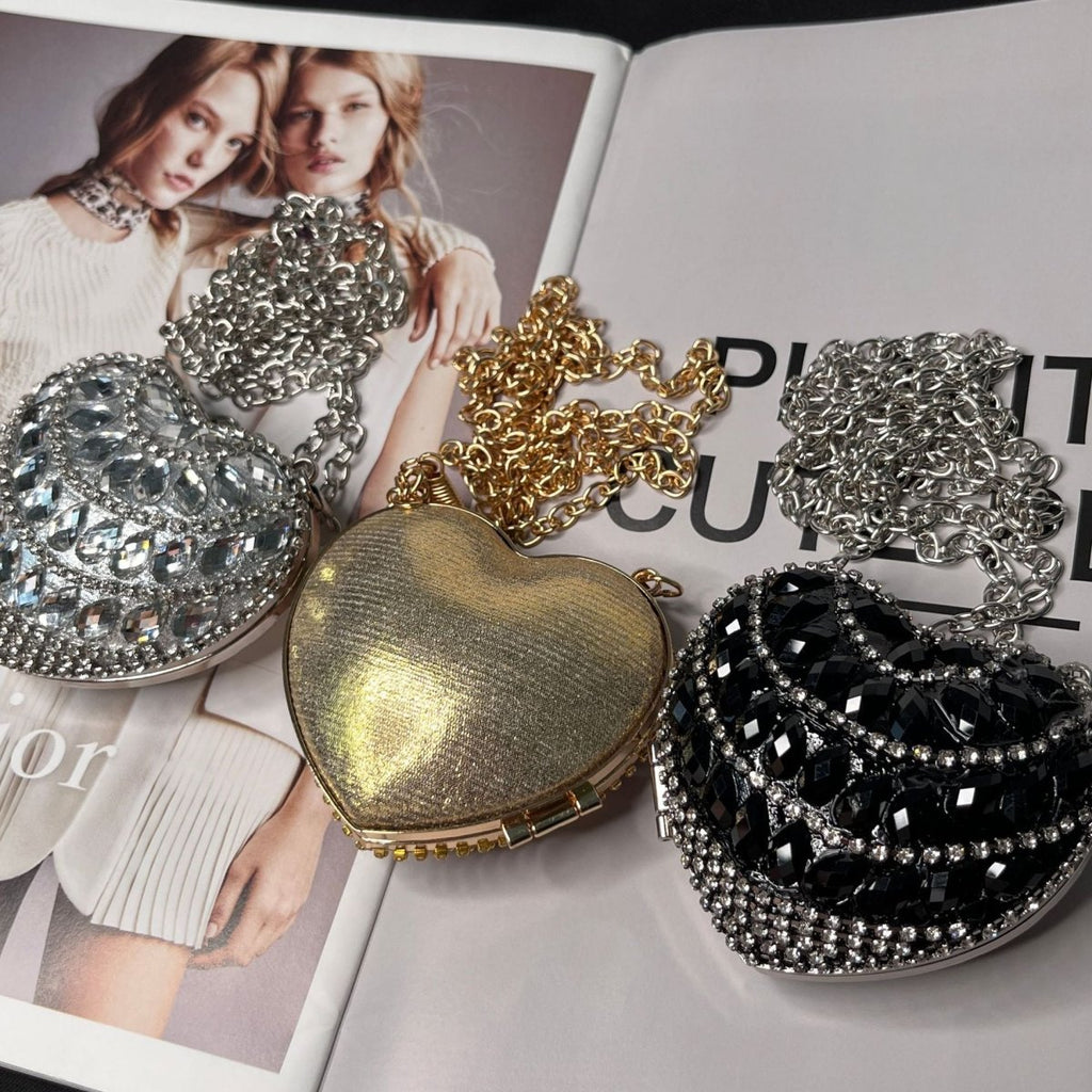 Mariam's Collection Sparkling Heart-Shaped Crossbody Bag Everyday Glam Diamond-Studded Mini Purse… — detail shot 6