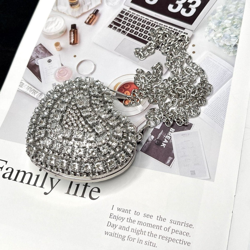 Mariam's Collection Sparkling Heart-Shaped Crossbody Bag Everyday Glam Diamond-Studded Mini Purse… — main product shot