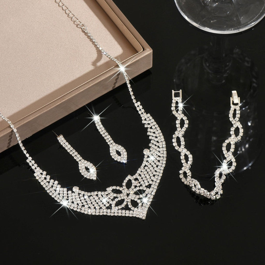 Mariam's Collection Sparkling Rhinestone Trio Earrings Necklace Bracelet Collection (MAC315) — detail shot 8