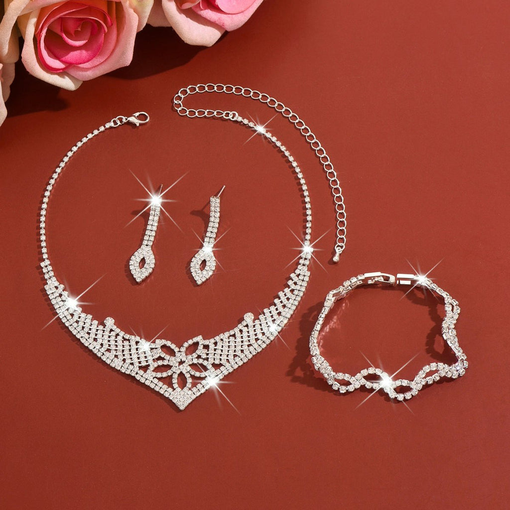 Mariam's Collection Sparkling Rhinestone Trio Earrings Necklace Bracelet Collection (MAC315) — product category context