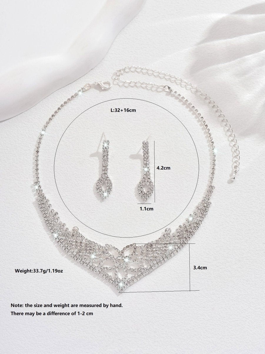 Mariam's Collection Sparkling Rhinestone Trio Earrings Necklace Bracelet Collection (MAC315) — detail shot 9