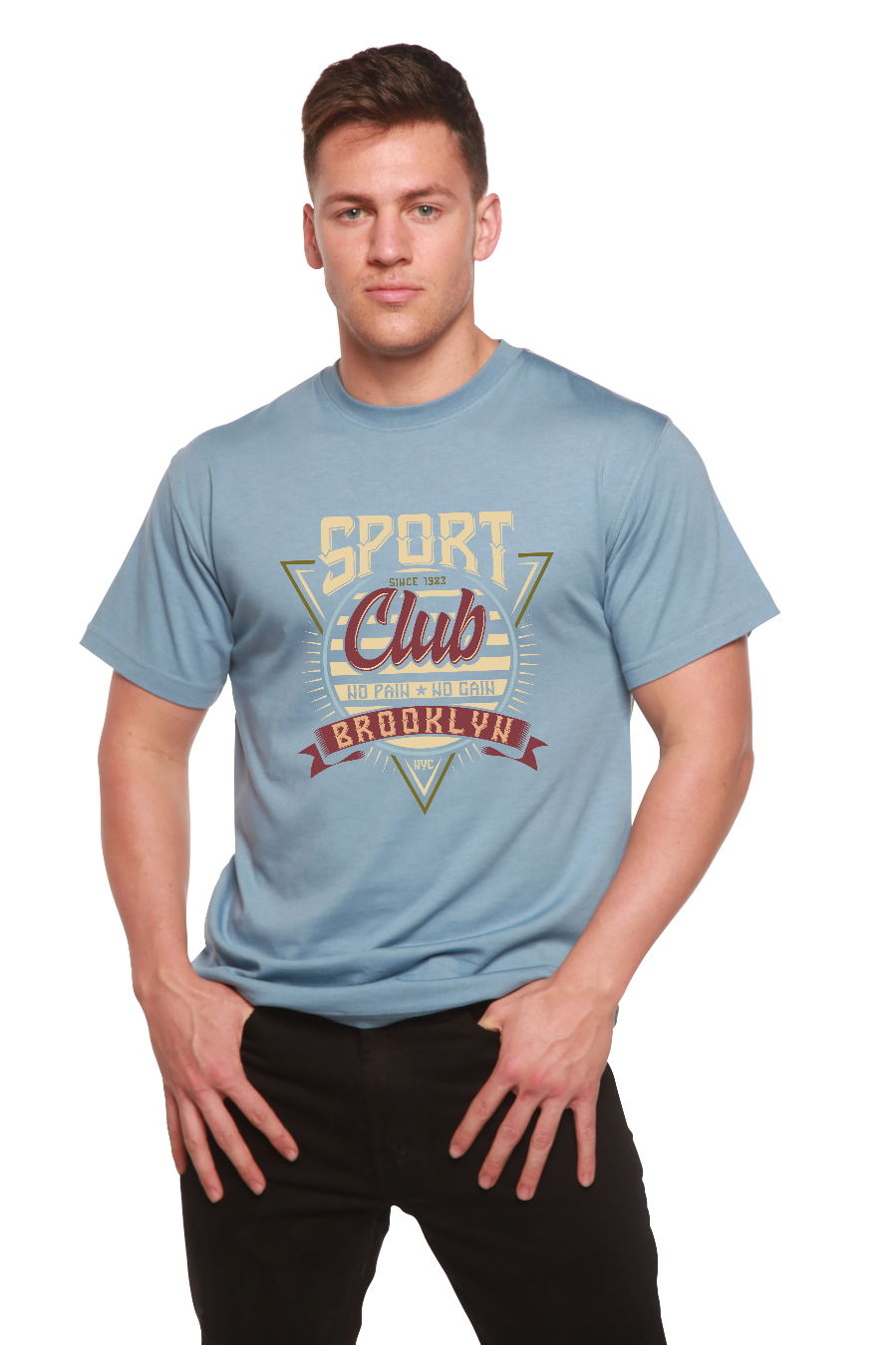 Spun Bamboo Sport Club Men's Bamboo Viscose/Organic Cotton Short Sleeve Graphic T-Shirt — flat-lay composition