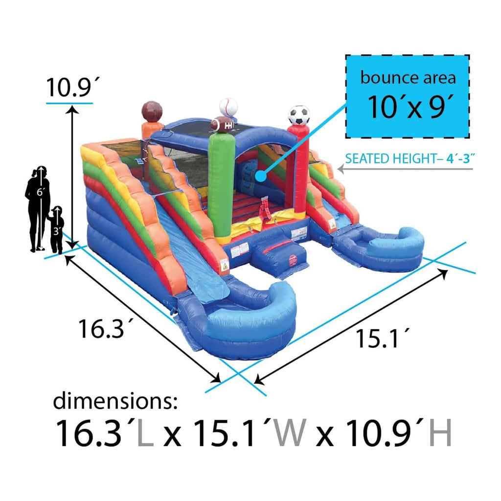 16FT Sports Castle Bounce House With Double Water Slides (SAK17635) – SAKSBY WHOLESALE, view 9